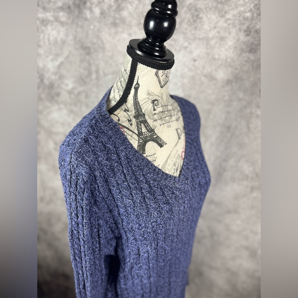 Croft & Barrow Cotton V-Neck Knit Blue Women's Sweater Size M - Picture 5 of 9